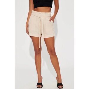 High Rise Linen Sand‎ Shorts Size M RefFNB